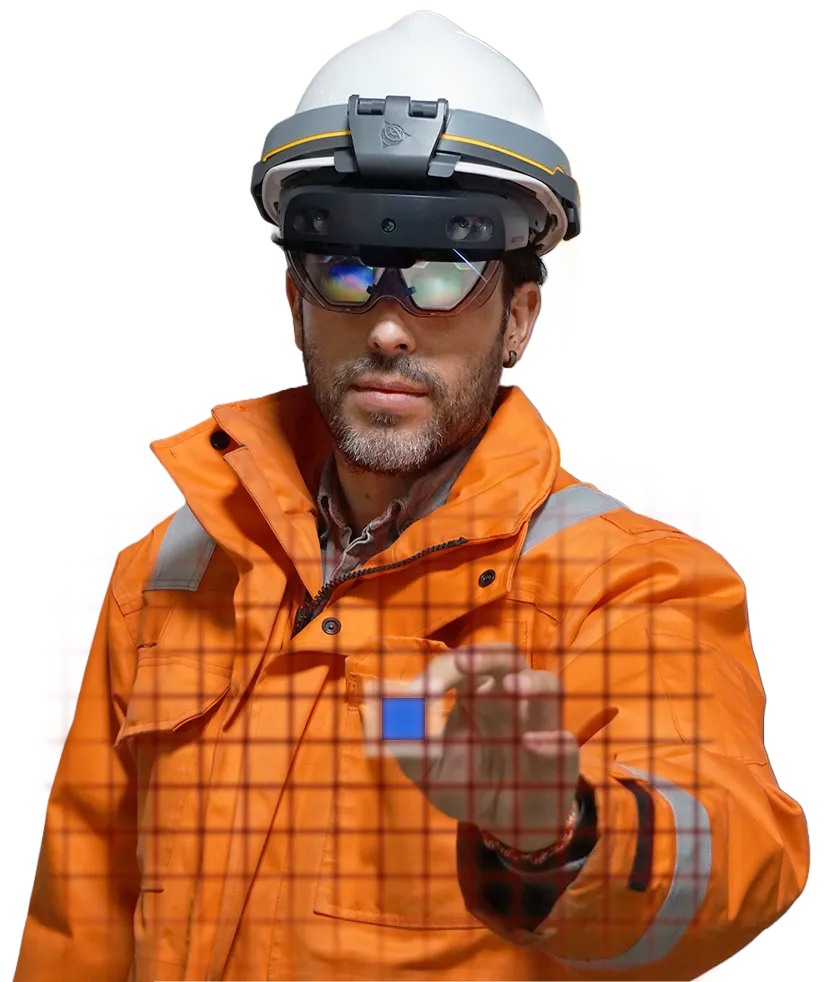 An engineer using Hololens for Inspection